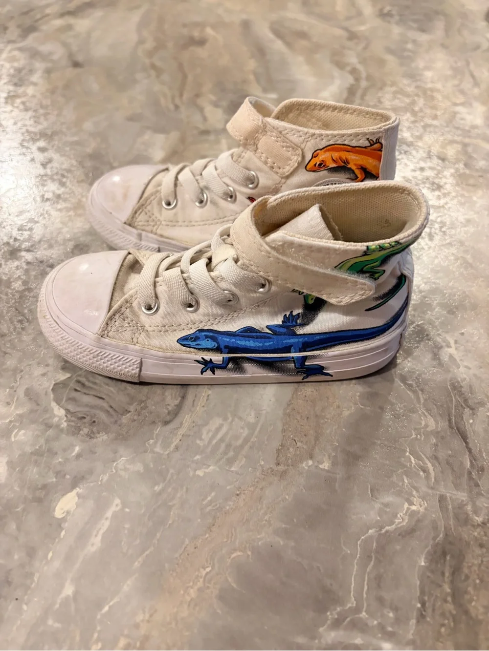 Converse Kids High-Top Sneakers in White with Red, Blue and Orange Accents